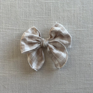 Greige Gingham Bow