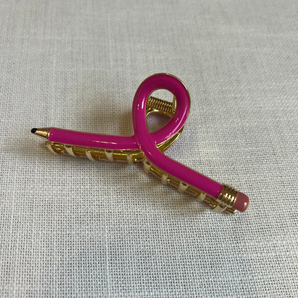 Pink Pencil Claw Clip